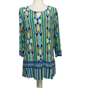 Ruby Road Shark Bite 3/4 Sleeve Geometric Tunic